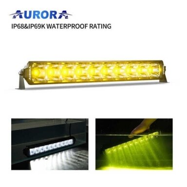 10" (25.4 CM) AURORA "D6 DOUBLE ROW WHITE+YELLOW" SERIJOS ŽIBINTAS 75W SPOT, PROL43 10" (25.4 CM) AURORA "D6 DOUBLE ROW WHITE+YELLOW" SERIJOS ŽIBINTAS 75W SPOT, PROL43