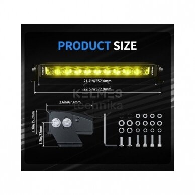 20" (50.8 cm) AURORA "S6 Single row RGB" serijos žibintas 100W DRIVING BEAM 6