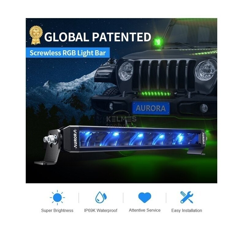 20" (50.8 cm) AURORA "S6 Single row RGB" serijos žibintas 100W DRIVING BEAM 4