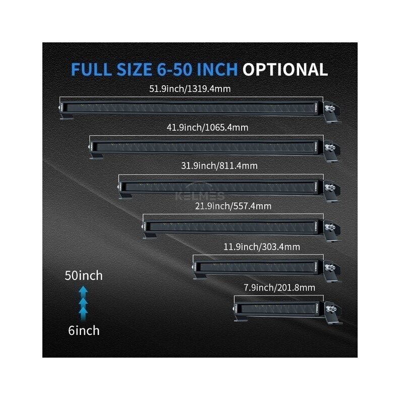 20" (50.8 cm) AURORA "S6 Single row RGB" serijos žibintas 100W DRIVING BEAM 7