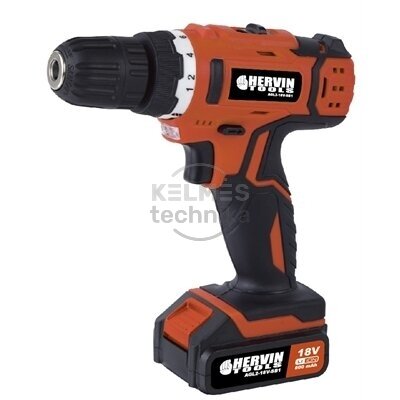 Akum. gręžtuvas HERVIN TOOLS 18V, Li-ion 1x800mAh, 2 greičiai, 22Nm