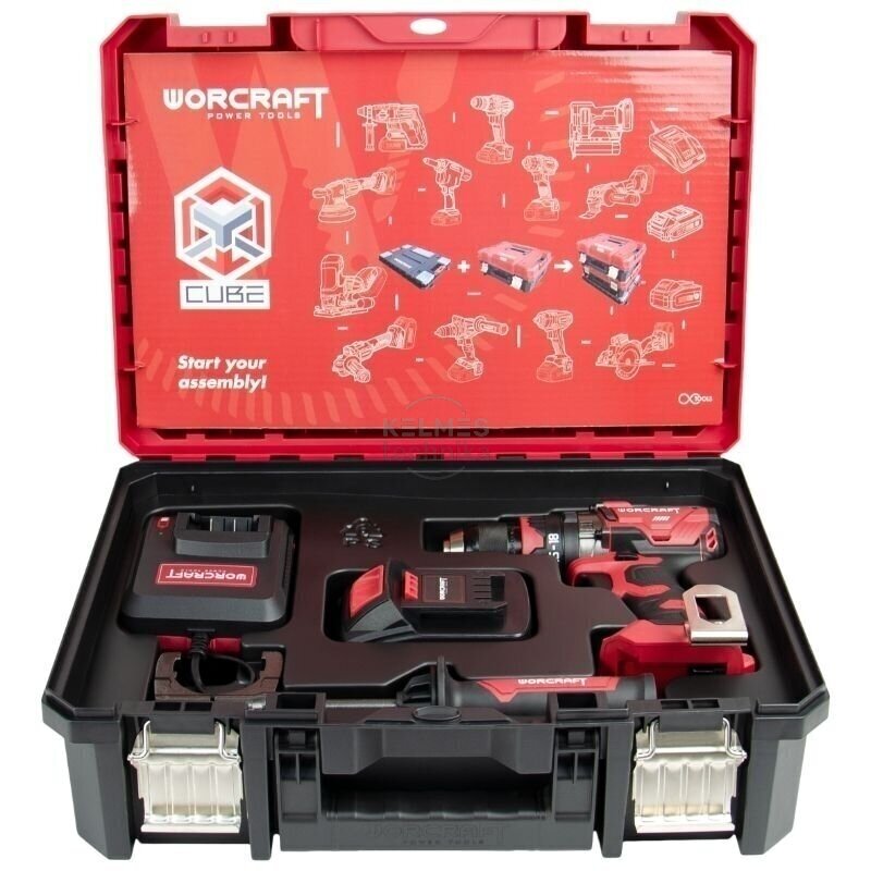 Akumuliatorinis suktuvas-gręžtuvas su kalimu WORCRAFT 20V LI-ION (XCUBE dėžė) 2