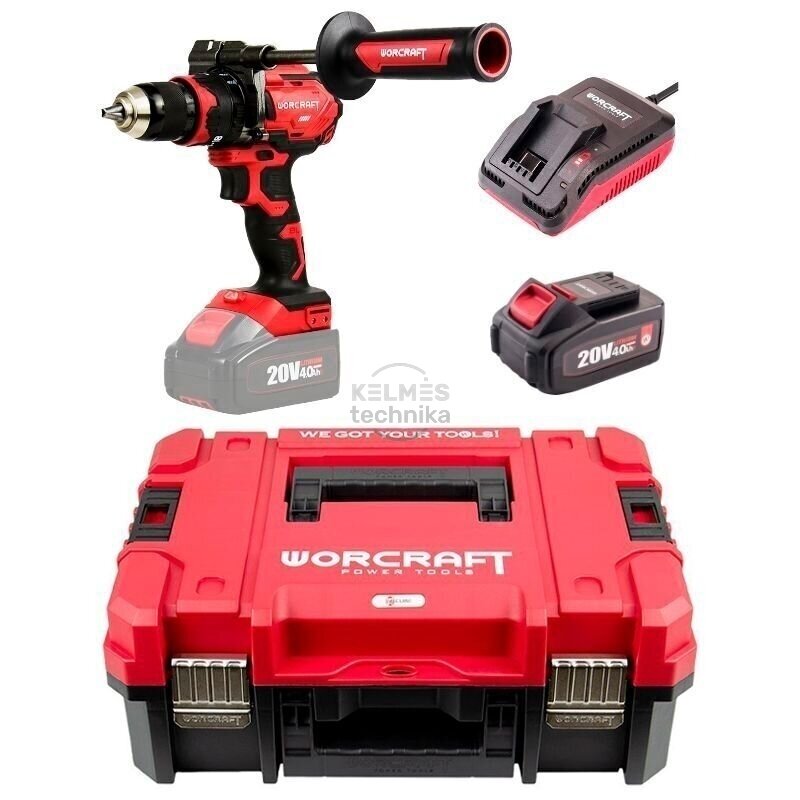 Akumuliatorinis suktuvas-gręžtuvas su kalimu WORCRAFT 20V LI-ION (XCUBE dėžė) 3 Akumuliatorinis suktuvas-gręžtuvas su kalimu WORCRAFT 20V LI-ION (XCUBE dėžė) 3