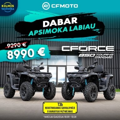 CFMOTO CFORCE 850 Touring Standard G3 keturratis T3b, juodas