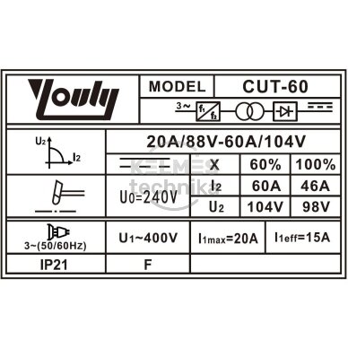 Plazminis pjoviklis Youly CUT-60 (60 A) 4 Plazminis pjoviklis Youly CUT-60 (60 A) 4