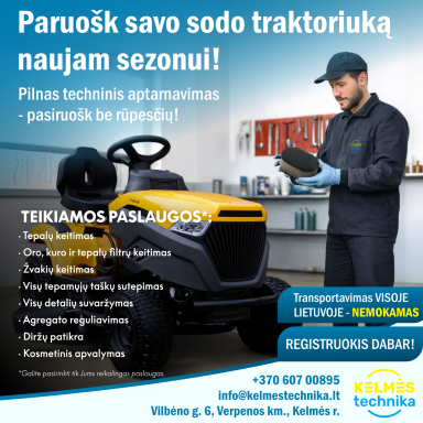 Techninis aptarnavimas (2 cilindrų traktoriukams) Techninis aptarnavimas (2 cilindrų traktoriukams)