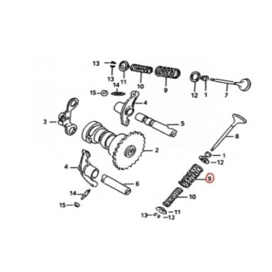 Vožtuvo spyruoklė KAYO A180 SPRING VALVE OUTER 101041-0055 Nr. 9
