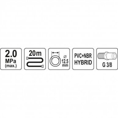 ŽARNA HIBRIDINĖ SU IŠORINIAIS SRIEGIAIS 3/8" (Ø12.5X17MM) 20M